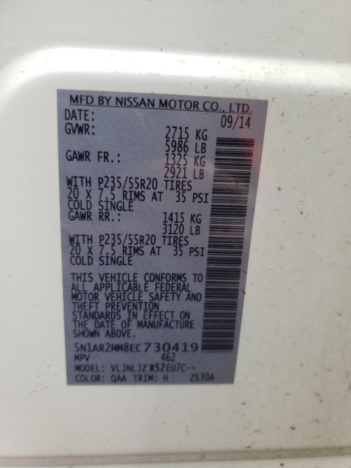 Photo 10 from auction – 2014 NISSAN PATHFINDER with VIN 5N1AR2MM8EC730419