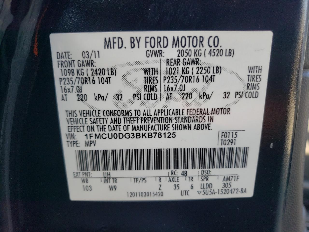 Photo 10 from auction – 2011 FORD ESCAPE XLT with VIN 1FMCU0DG3BKB78125