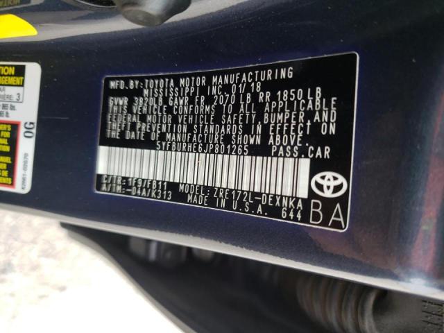 Photo 10 from auction – 2018 TOYOTA COROLLA L with VIN 5YFBURHE6JP801265