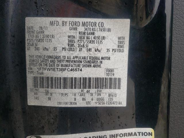 Photo 10 from auction – 2011 FORD F150 SUPER with VIN 1FTFW1ET3BFC46574