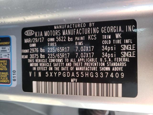 Photo 10 from auction – 2017 KIA SORENTO LX with VIN 5XYPGDA55HG337409