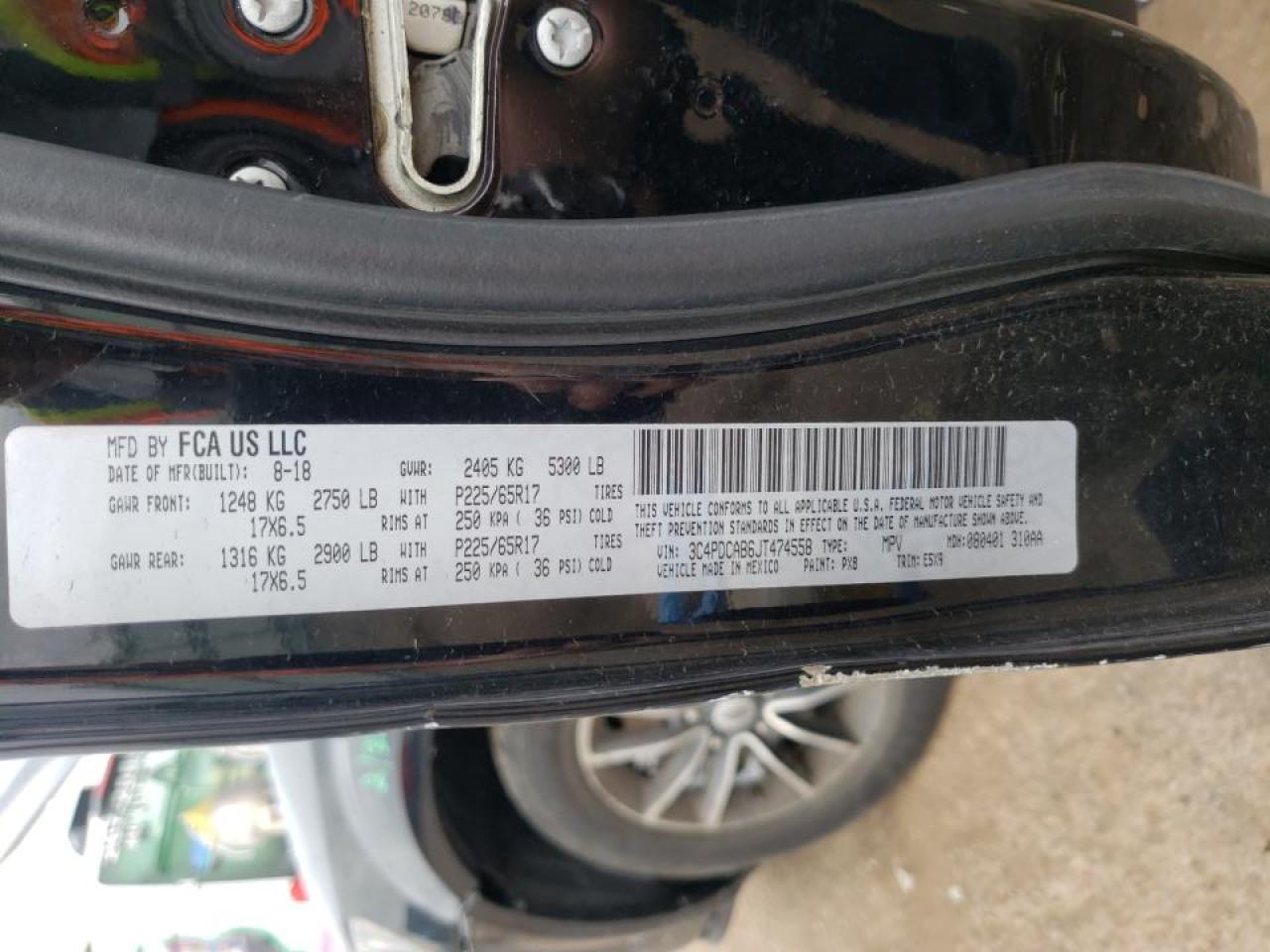 Photo 10 from auction – 2018 DODGE JOURNEY SE with VIN 3C4PDCAB6JT474558