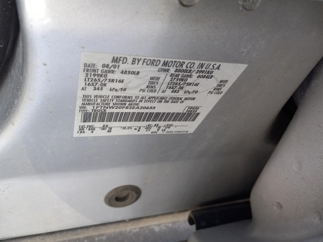 Photo 10 from auction – 2002 FORD F250 SUPER with VIN 1FTNW20F82EA20653