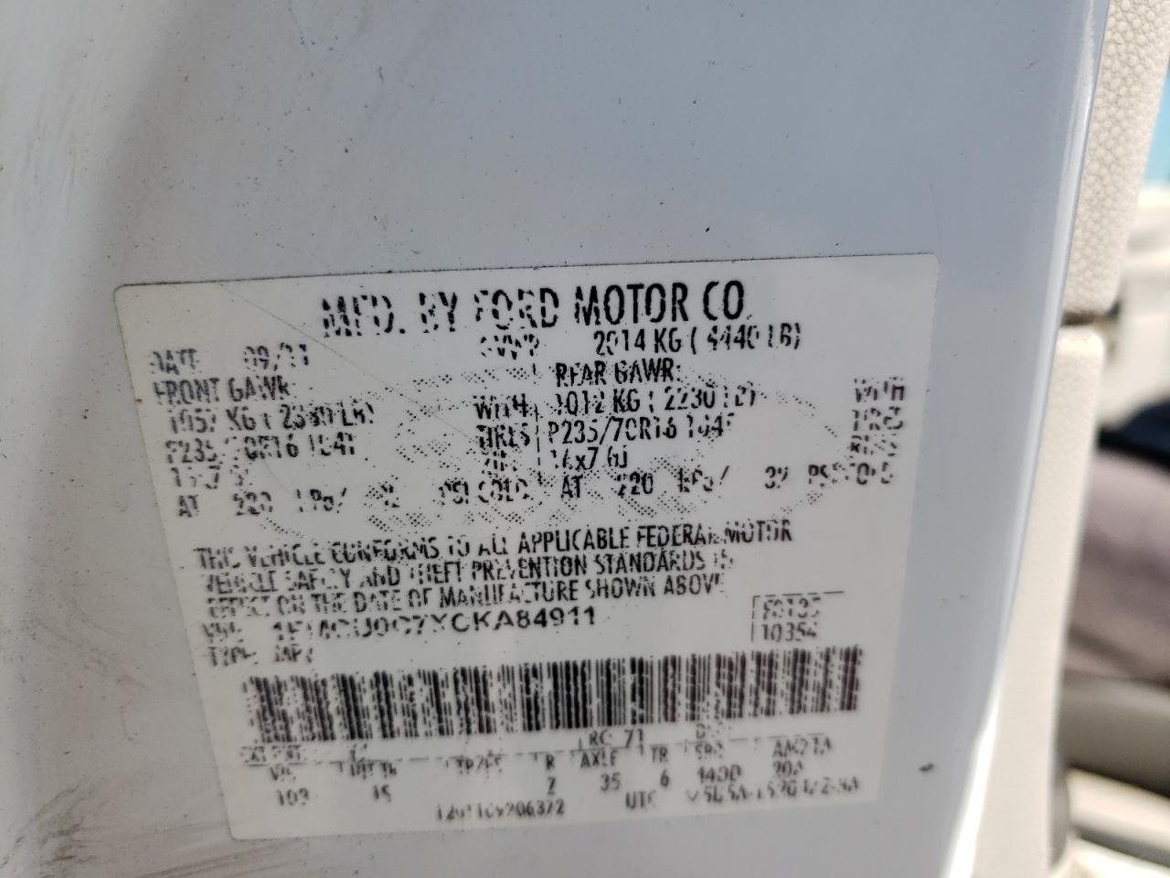 Photo 10 from auction – 2012 FORD ESCAPE XLS with VIN 1FMCU0C7XCKA84911