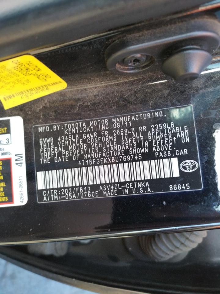 Фото 10 с аукциона – 2011 TOYOTA CAMRY BASE с VIN 4T1BF3EKXBU769745