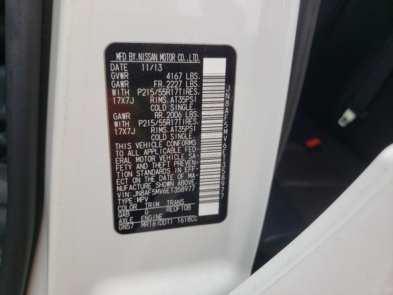 Photo 10 from auction – 2014 NISSAN JUKE S with VIN JN8AF5MV6ET358977