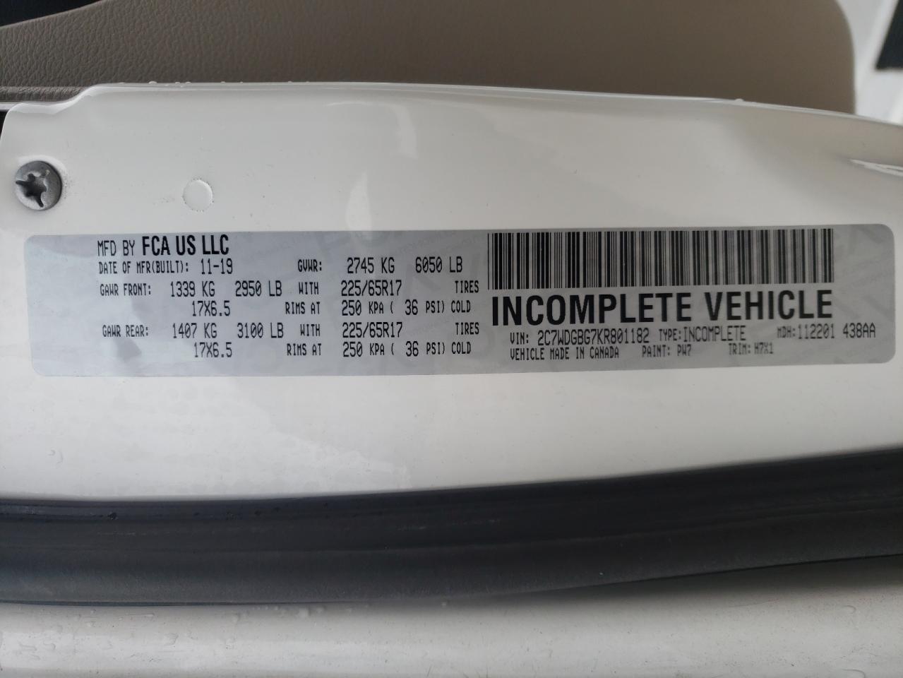Photo 15 from auction – 2019 DODGE GRAND CARA with VIN 2C7WDGBG7KR801182