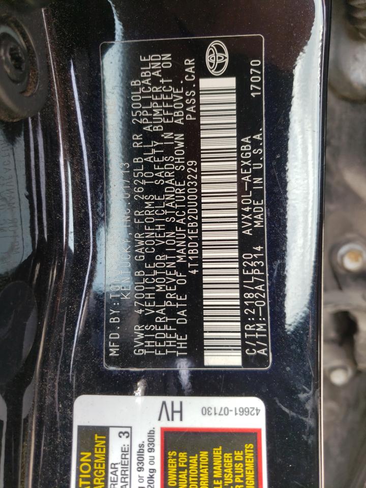Photo 10 from auction – 2013 TOYOTA AVALON HYB with VIN 4T1BD1EB2DU003229