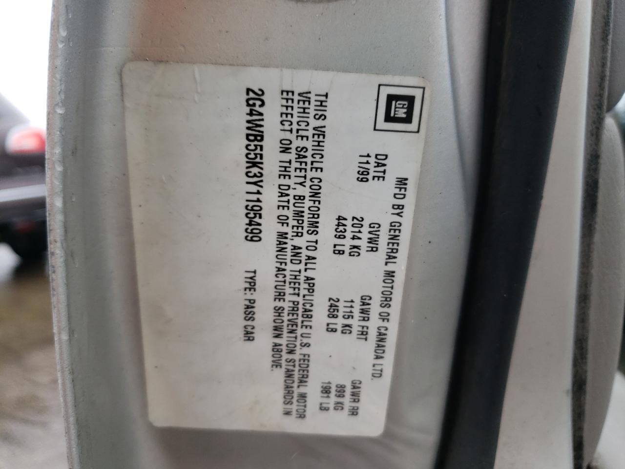 Photo 10 from auction – 2000 BUICK REGAL LS with VIN 2G4WB55K3Y1195499