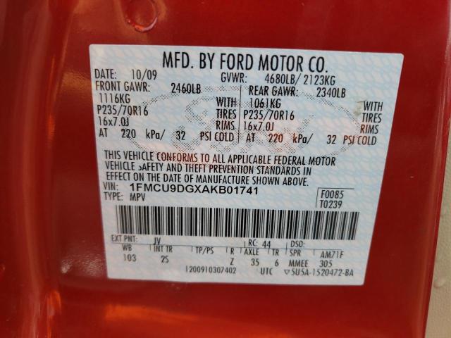 Photo 10 from auction – 2010 FORD ESCAPE XLT with VIN 1FMCU9DGXAKB01741
