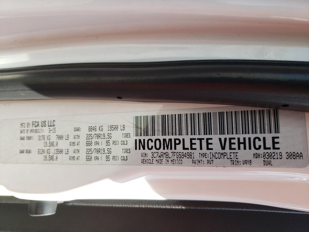 Photo 10 from auction – 2015 RAM 5500 with VIN 3C7WRMBL7FG594981