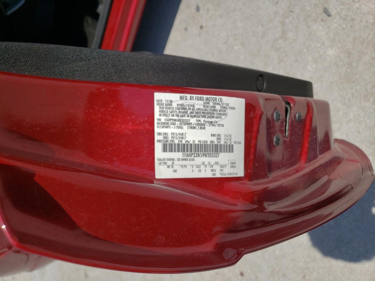 Photo 10 from auction – 2009 FORD FOCUS SES with VIN 1FAHP33N59W203327