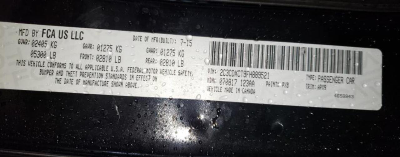 Photo 10 from auction – 2015 DODGE CHARGER R/ with VIN 2C3CDXCT9FH889521