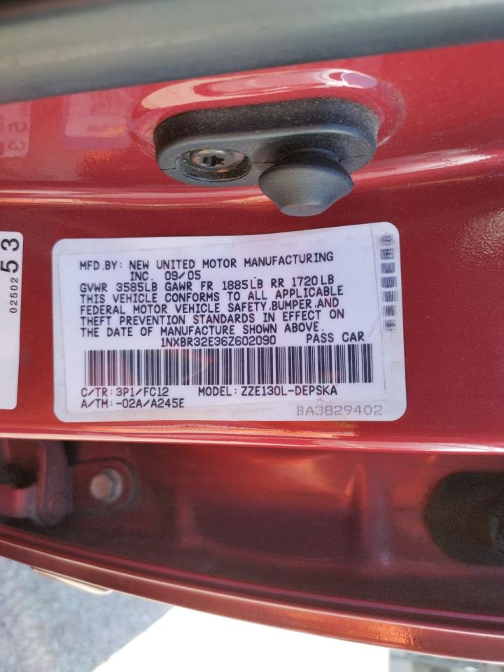 Photo 10 from auction – 2006 TOYOTA COROLLA CE with VIN 1NXBR32E36Z602090