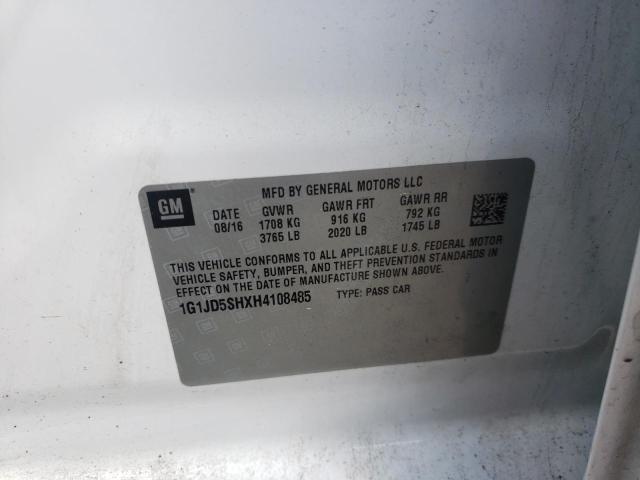 Photo 10 from auction – 2017 CHEVROLET SONIC LT with VIN 1G1JD5SHXH4108485