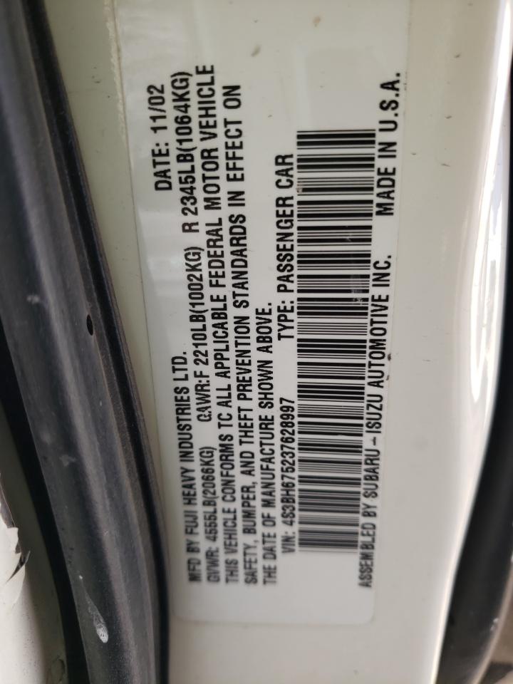 Photo 10 from auction – 2003 SUBARU LEGACY OUT with VIN 4S3BH675237628997