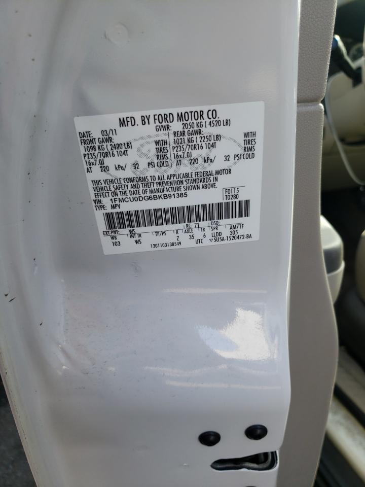 Photo 10 from auction – 2011 FORD ESCAPE XLT with VIN 1FMCU0DG6BKB91385