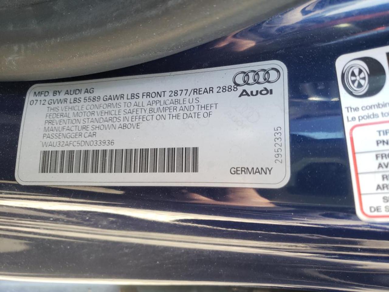 Photo 10 from auction – 2013 AUDI S7 PRESTIG with VIN WAU32AFC5DN033936
