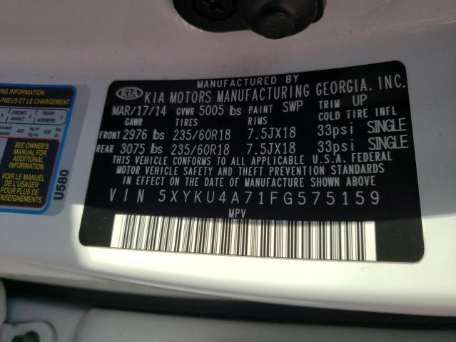 Photo 10 from auction – 2015 KIA SORENTO with VIN 5XYKU4A71FG575159