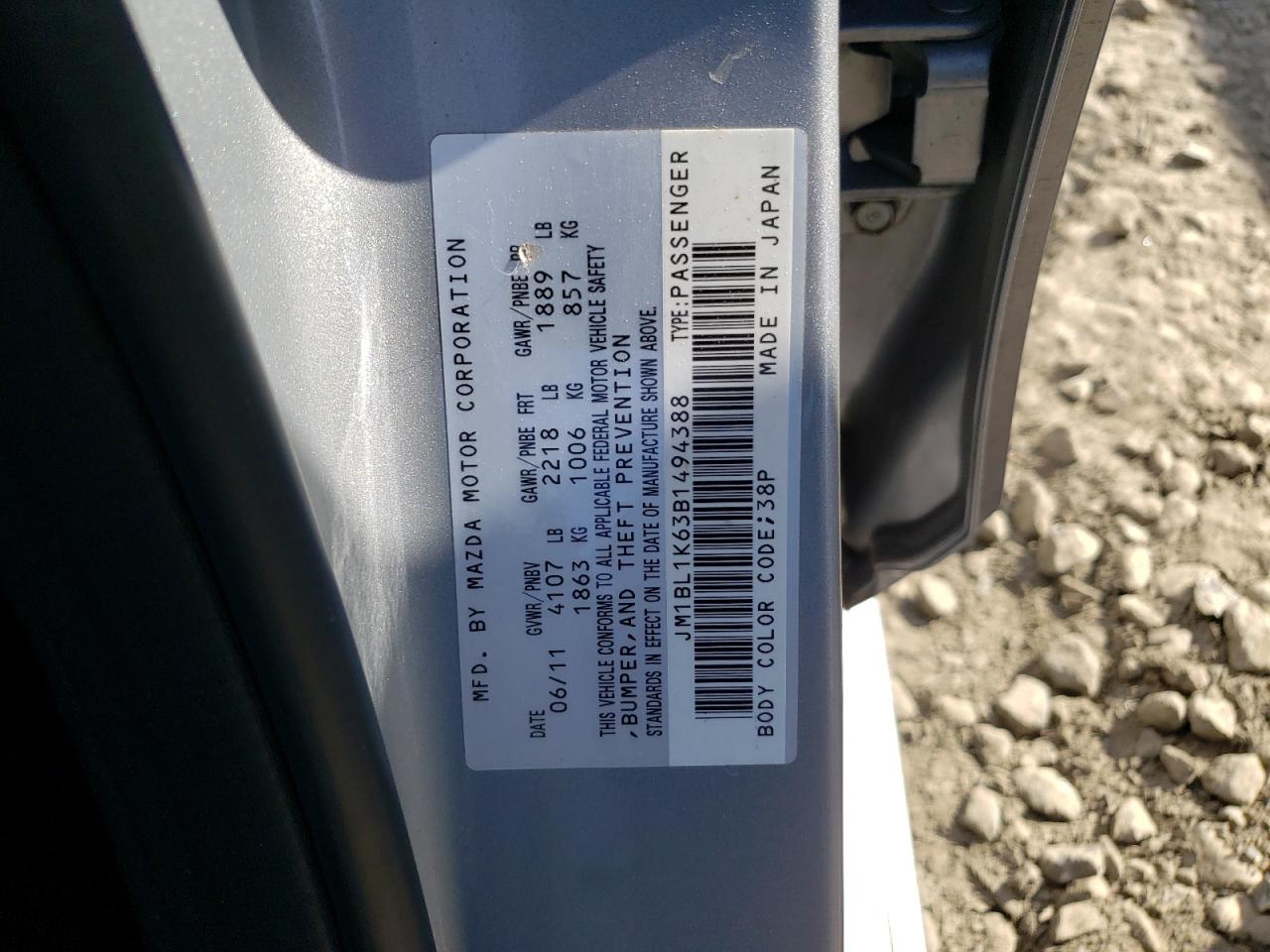 Photo 10 from auction – 2011 MAZDA 3 S with VIN JM1BL1K63B1494388