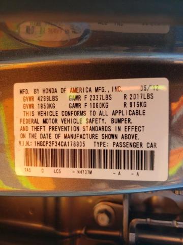 Photo 10 from auction – 2012 HONDA ACCORD LX with VIN 1HGCP2F34CA178905