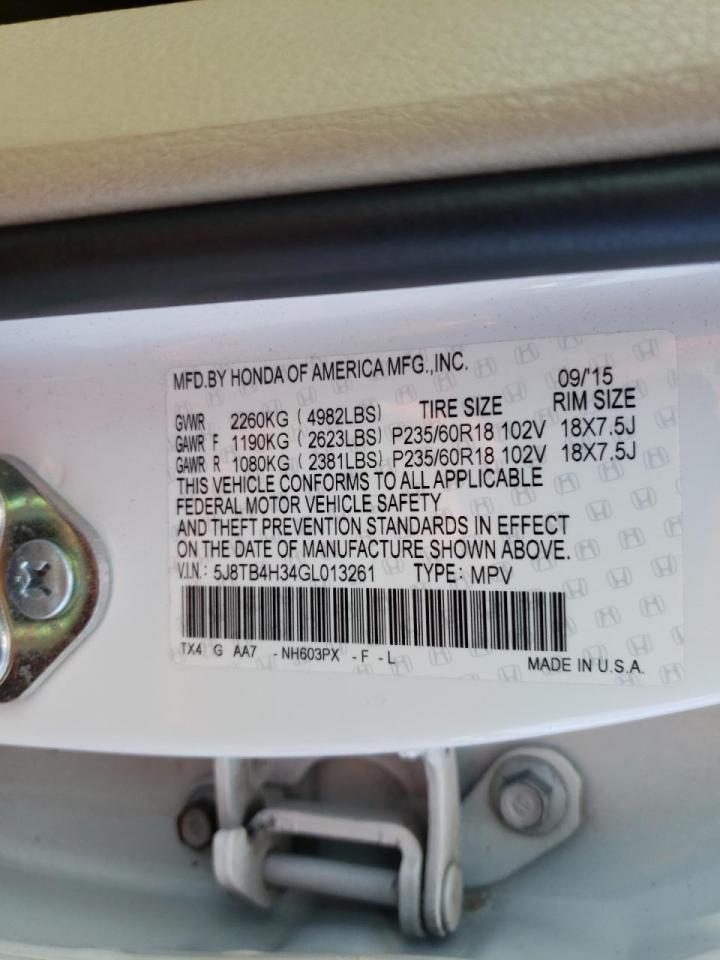 Photo 10 from auction – 2016 ACURA RDX with VIN 5J8TB4H34GL013261