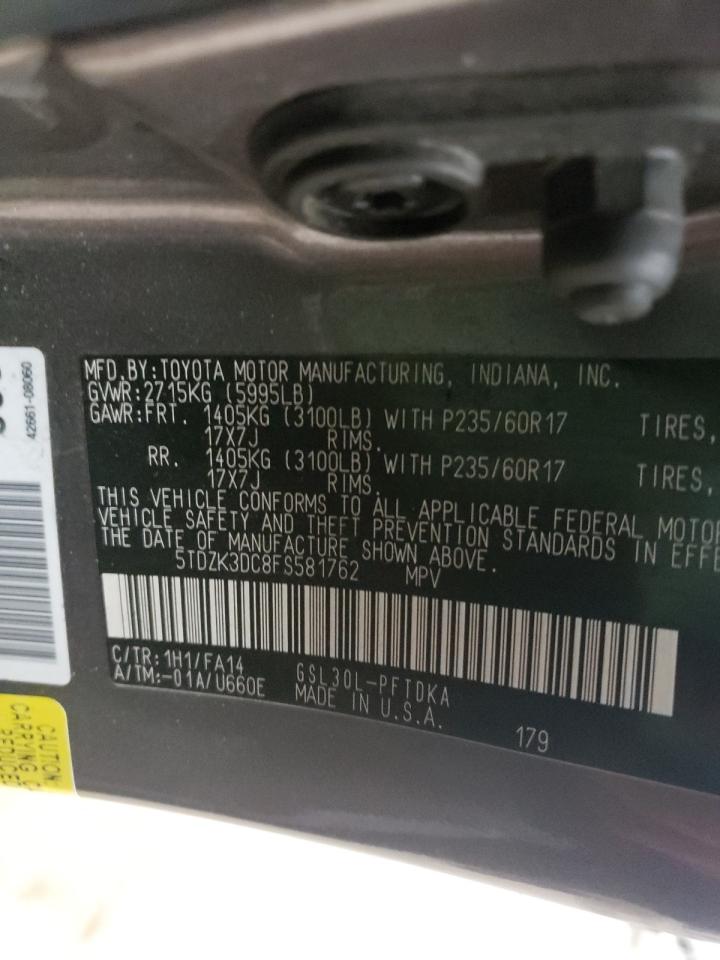 Photo 10 from auction – 2015 TOYOTA SIENNA with VIN 5TDZK3DC8FS581762