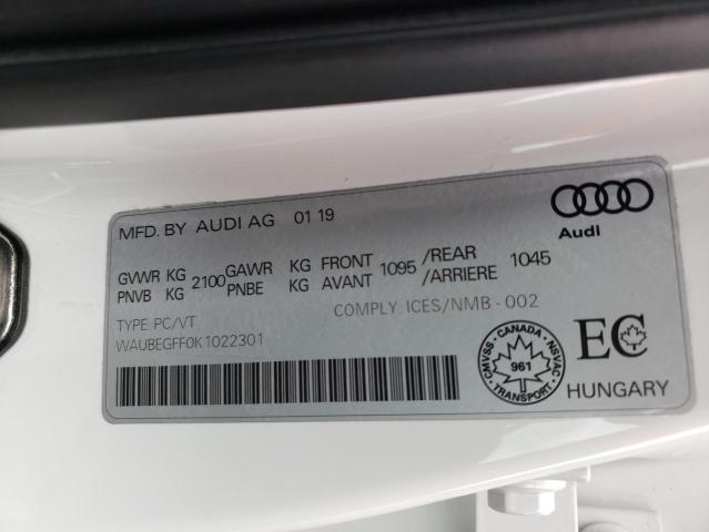 Photo 10 from auction – 2019 AUDI A3 PREMIUM with VIN WAUBEGFF0K1022301