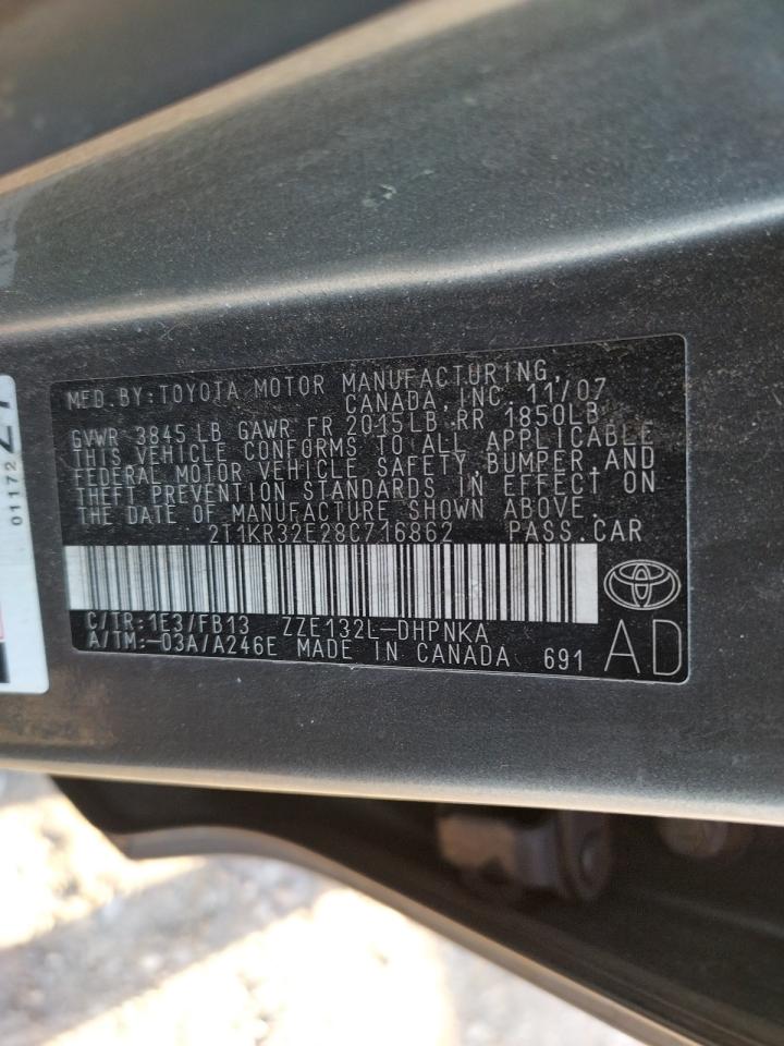 Photo 10 from auction – 2008 TOYOTA COROLLA MA with VIN 2T1KR32E28C716862
