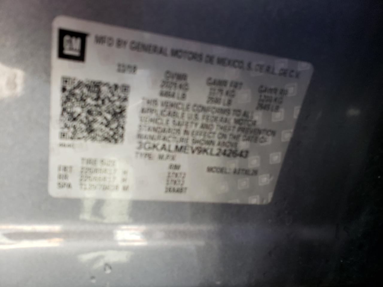 Photo 10 from auction – 2019 GMC TERRAIN SL with VIN 3GKALMEV9KL242643