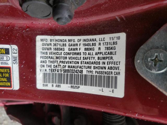 Фото 10 с аукциона – 2011 HONDA CIVIC LX с VIN 19XFA1F58BE024248