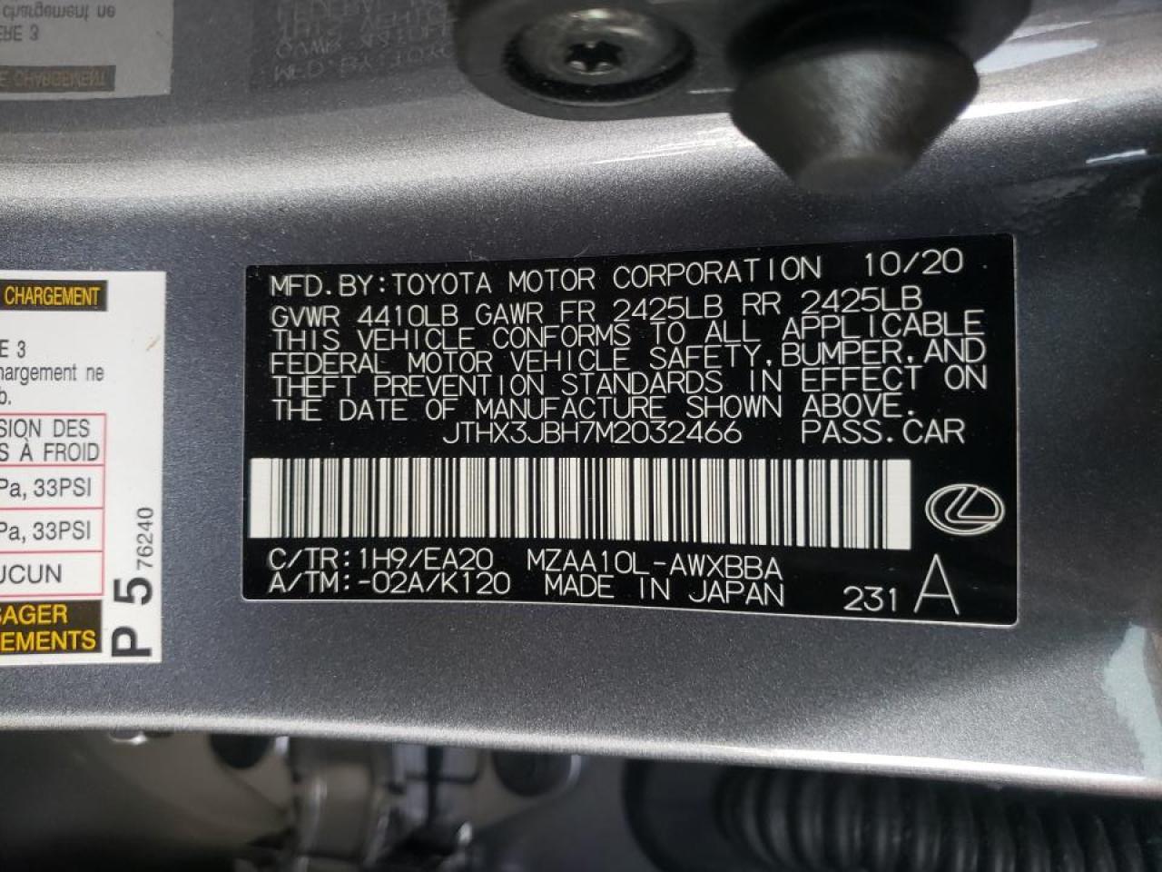 Photo 10 from auction – 2021 LEXUS UX 200 with VIN JTHX3JBH7M2032466