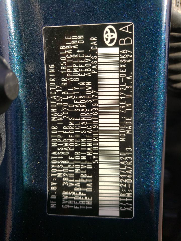 Photo 10 from auction – 2017 TOYOTA COROLLA L with VIN 5YFBURHE9HP699177