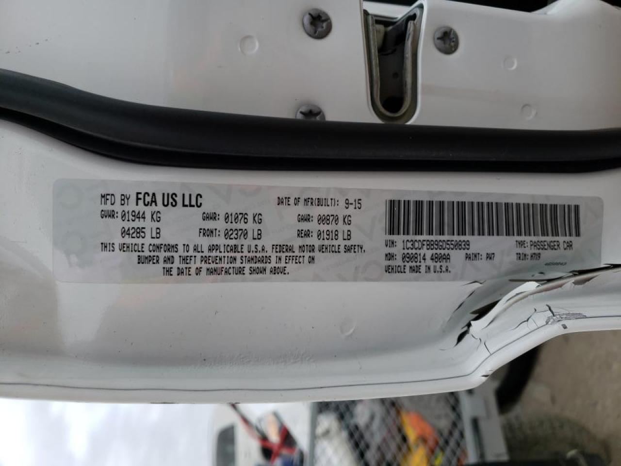 Photo 10 from auction – 2016 DODGE DART SXT with VIN 1C3CDFBB9GD550839