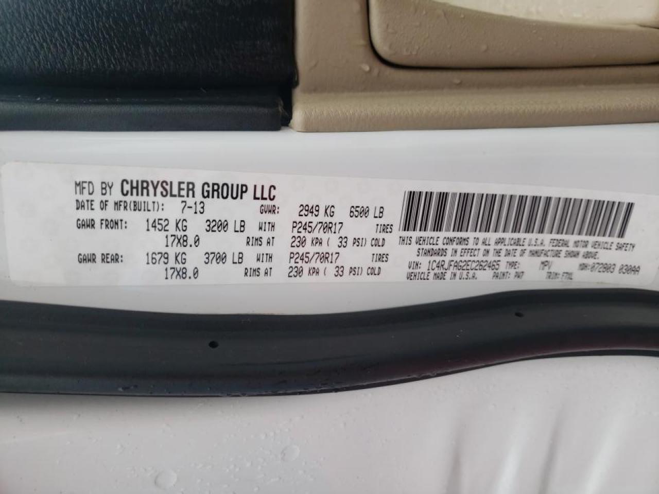 Photo 10 from auction – 2014 JEEP GRAND CHER with VIN 1C4RJFAG2EC262465