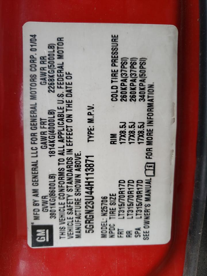 Photo 10 from auction – 2004 HUMMER H2 with VIN 5GRGN23U44H113871