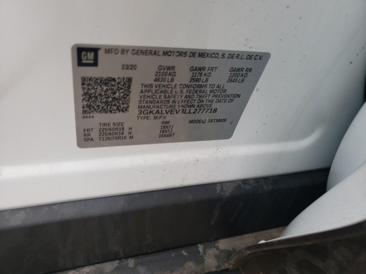 Photo 10 from auction – 2020 GMC TERRAIN SL with VIN 3GKALVEV3LL277718