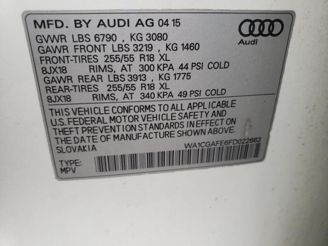 Photo 10 from auction – 2015 AUDI Q7 PREMIUM with VIN WA1CGAFE6FD022663