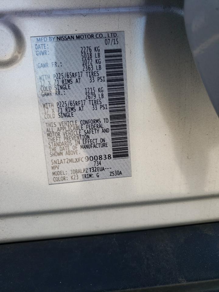 Photo 10 from auction – 2015 NISSAN ROGUE S with VIN 5N1AT2MLXFC900838