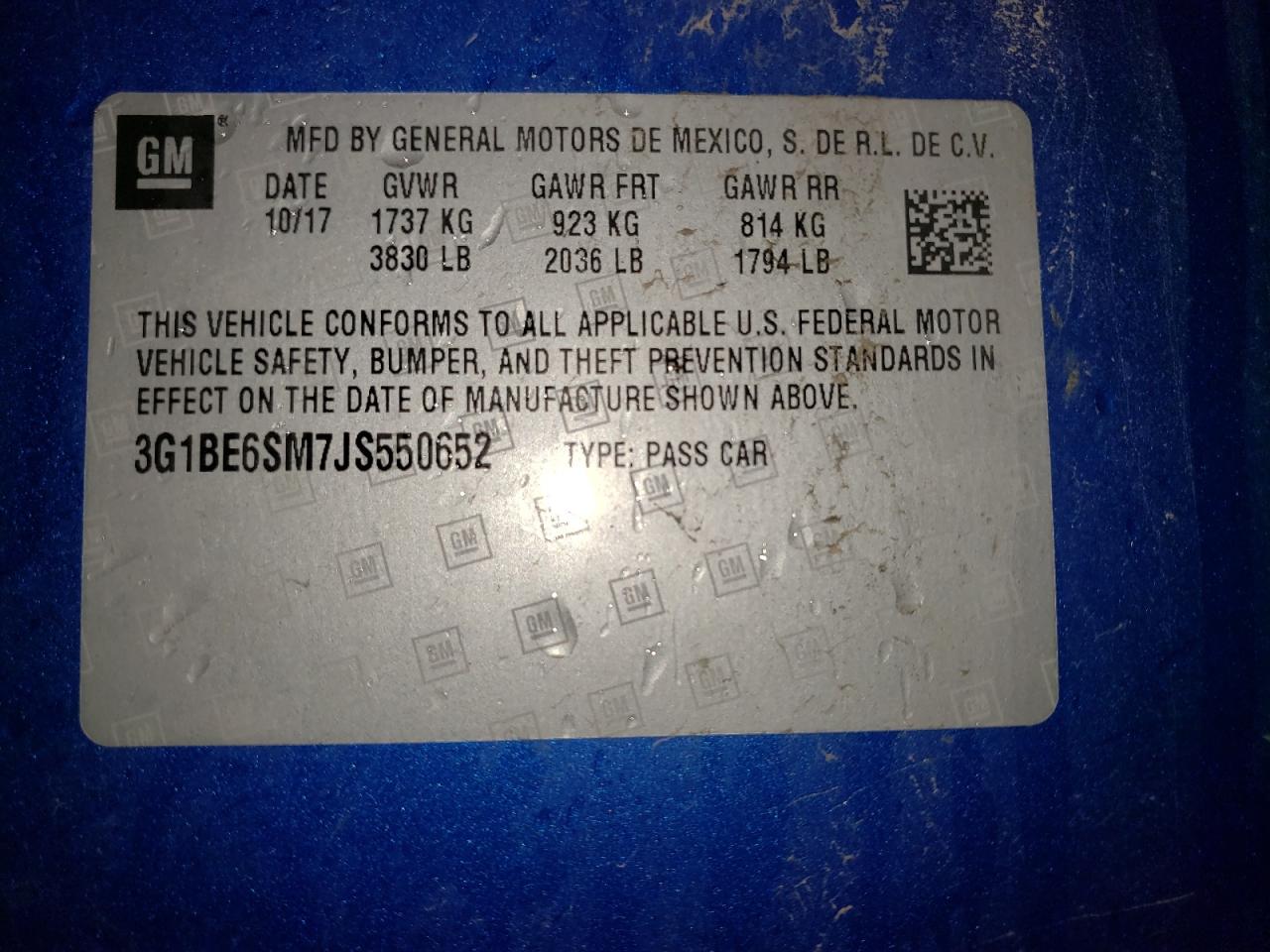 Photo 10 from auction – 2018 CHEVROLET CRUZE LT with VIN 3G1BE6SM7JS550652