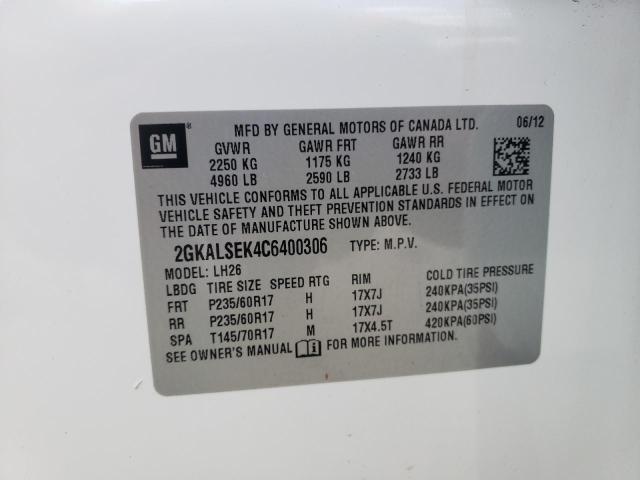 Photo 10 from auction – 2012 GMC TERRAIN SL with VIN 2GKALSEK4C6400306