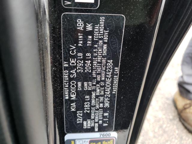 Photo 10 from auction – 2022 KIA FORTE FE with VIN 3KPF24AD0NE442384