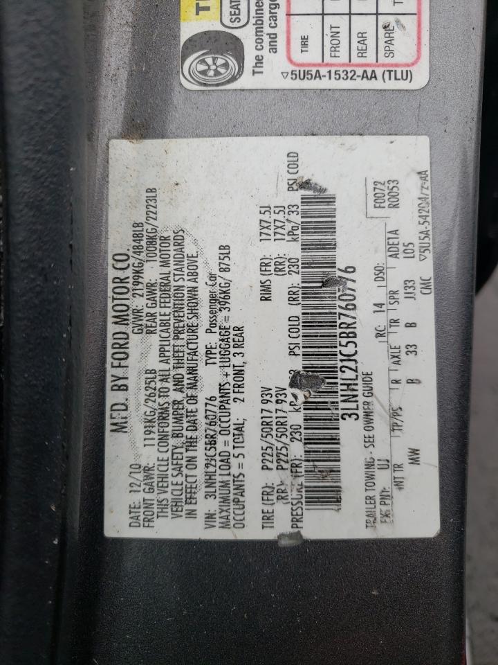 Photo 10 from auction – 2011 LINCOLN MKZ with VIN 3LNHL2JC5BR760776