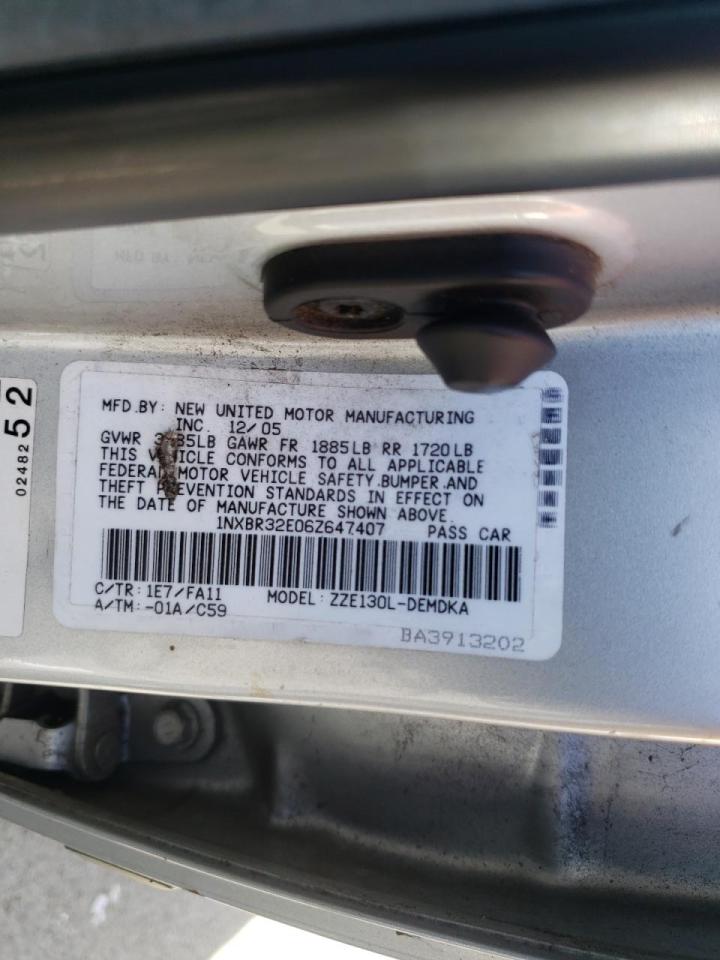 Photo 10 from auction – 2006 TOYOTA COROLLA with VIN 1NXBR32E06Z647407