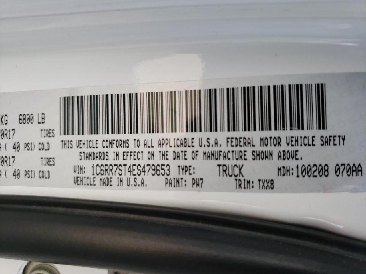 Photo 10 from auction – 2014 RAM 1500 ST with VIN 1C6RR7ST4ES479653