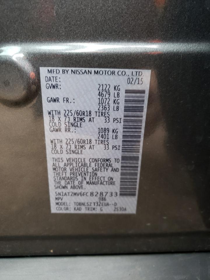 Photo 10 from auction – 2015 NISSAN ROGUE S with VIN 5N1AT2MV6FC828733