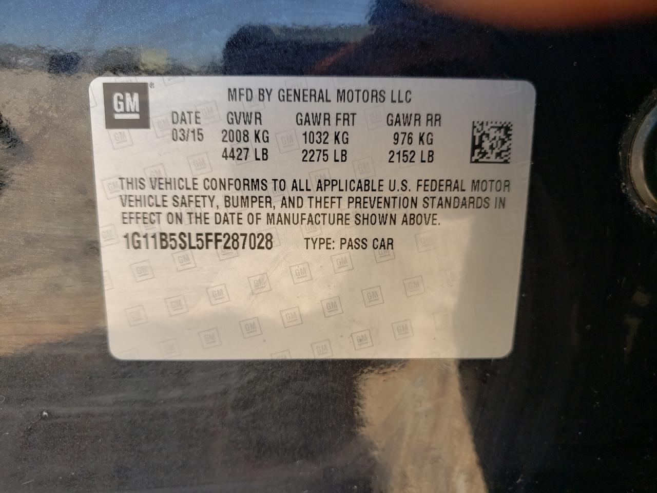Photo 10 from auction – 2015 CHEVROLET MALIBU LS with VIN 1G11B5SL5FF287028
