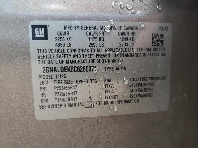 Photo 10 from auction – 2012 CHEVROLET EQUINOX LT with VIN 2GNALDEK6C6280071