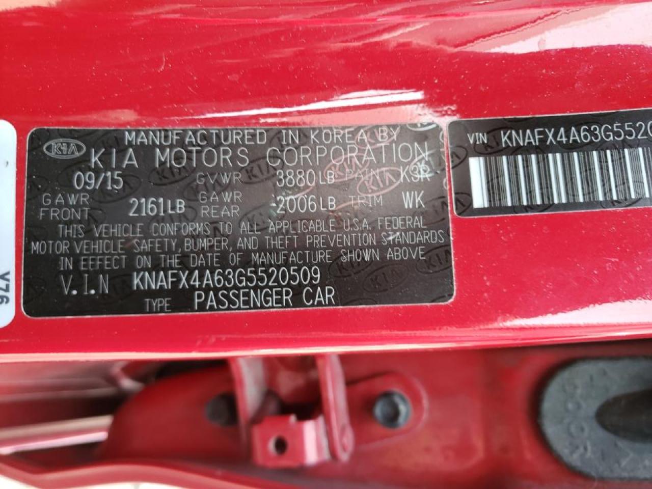 Photo 10 from auction – 2016 KIA FORTE LX with VIN KNAFX4A63G5520509