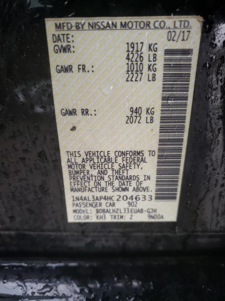 Photo 10 from auction – 2017 NISSAN ALTIMA 2.5 with VIN 1N4AL3AP4HC204633